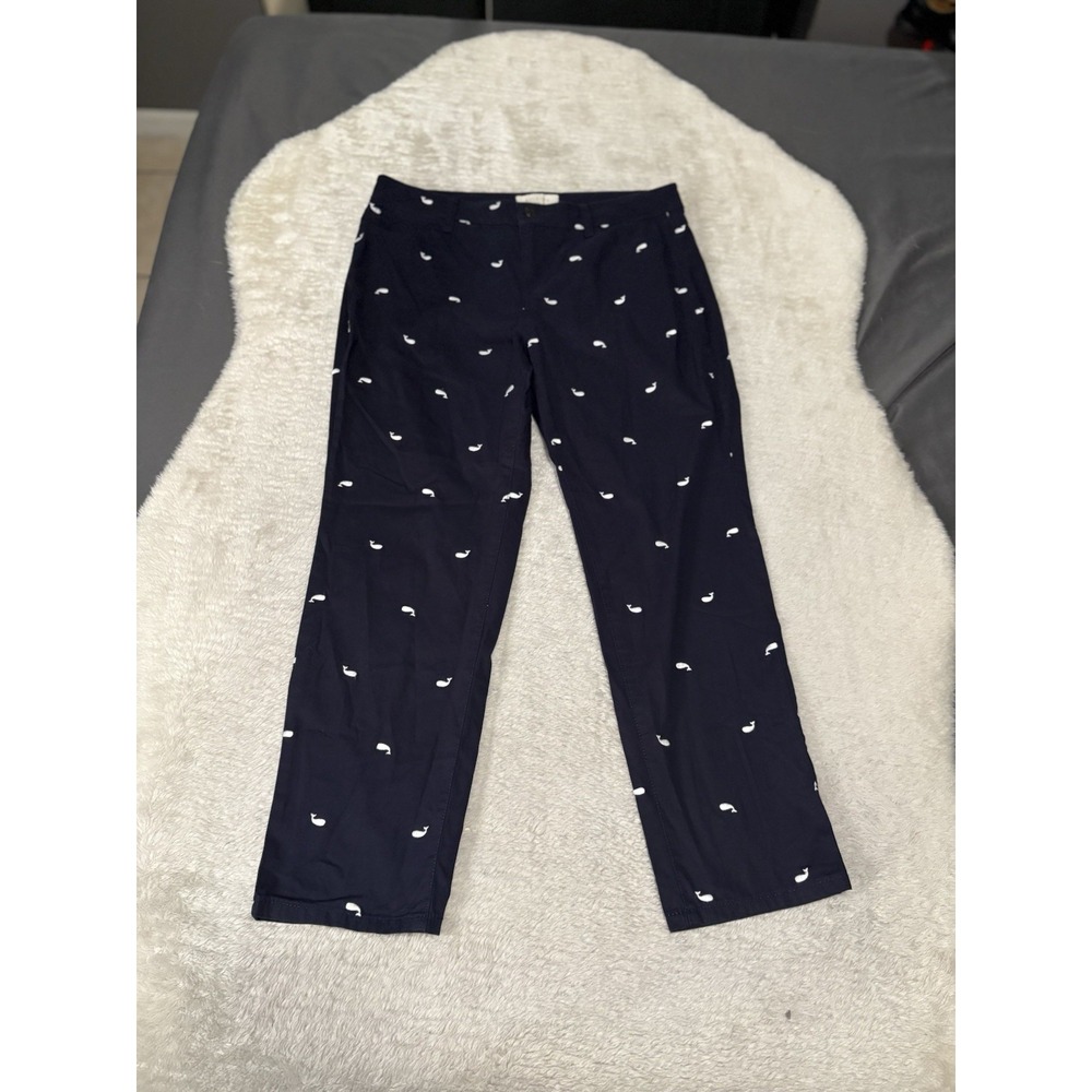 Talbots Simply Flattering Twill Straight Pants Womens 12P Navy Whale 5-Pocket